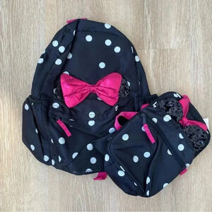 Gap Disney Minnie Mouse Toddler Backpack & Lunch Bag Polka Dot w/ Pink Bow Set